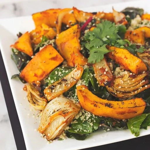 Salade de quinoa au potiron rôti et au fenouil au curry rouge 