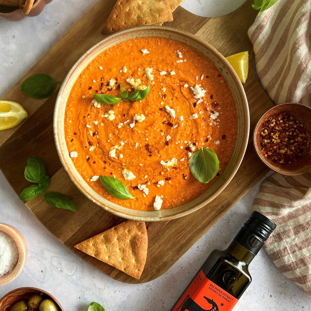 Spicy Roasted Red Pepper and Feta Dip