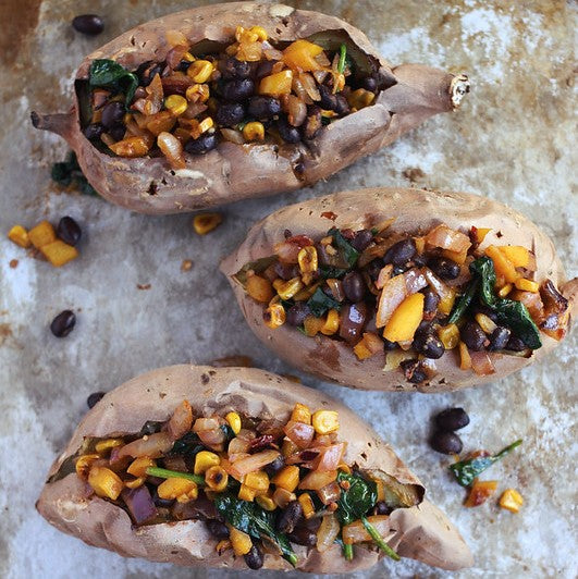 
                  
                    Spicy Southwest Loaded Sweet Potatoes With Cilantro Lime Avocado Cream
                  
                