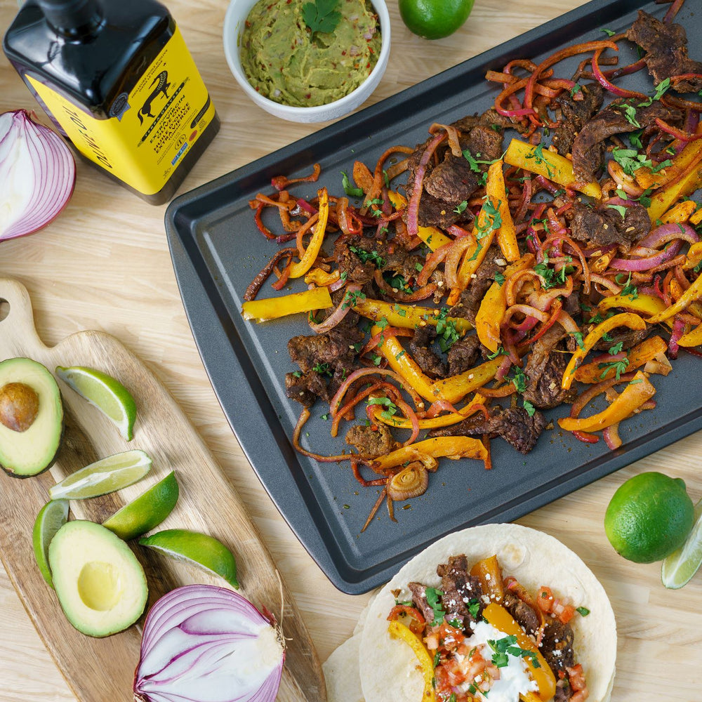 Fajitas au steak sur une plaque