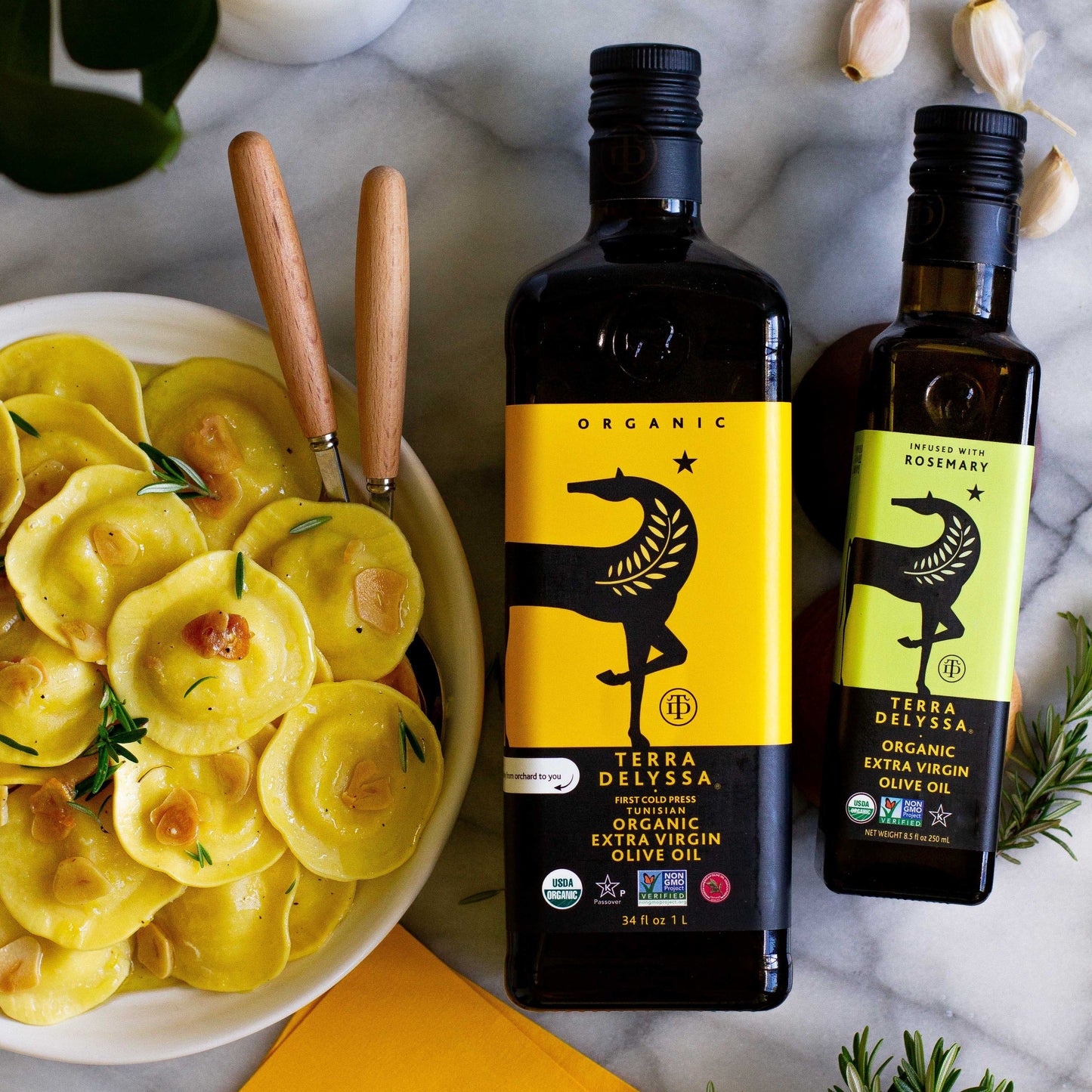 
                  
                    Garlic & Olive Oil Ravioli with Rosemary
                  
                