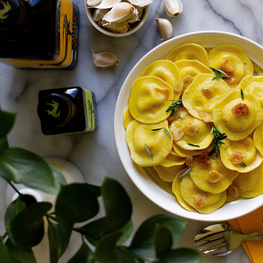
                  
                    Garlic & Olive Oil Ravioli with Rosemary
                  
                