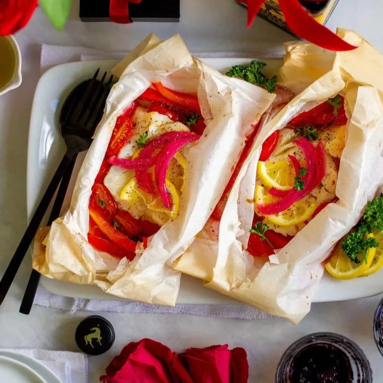 Parchment Baked Fish with Vegetables