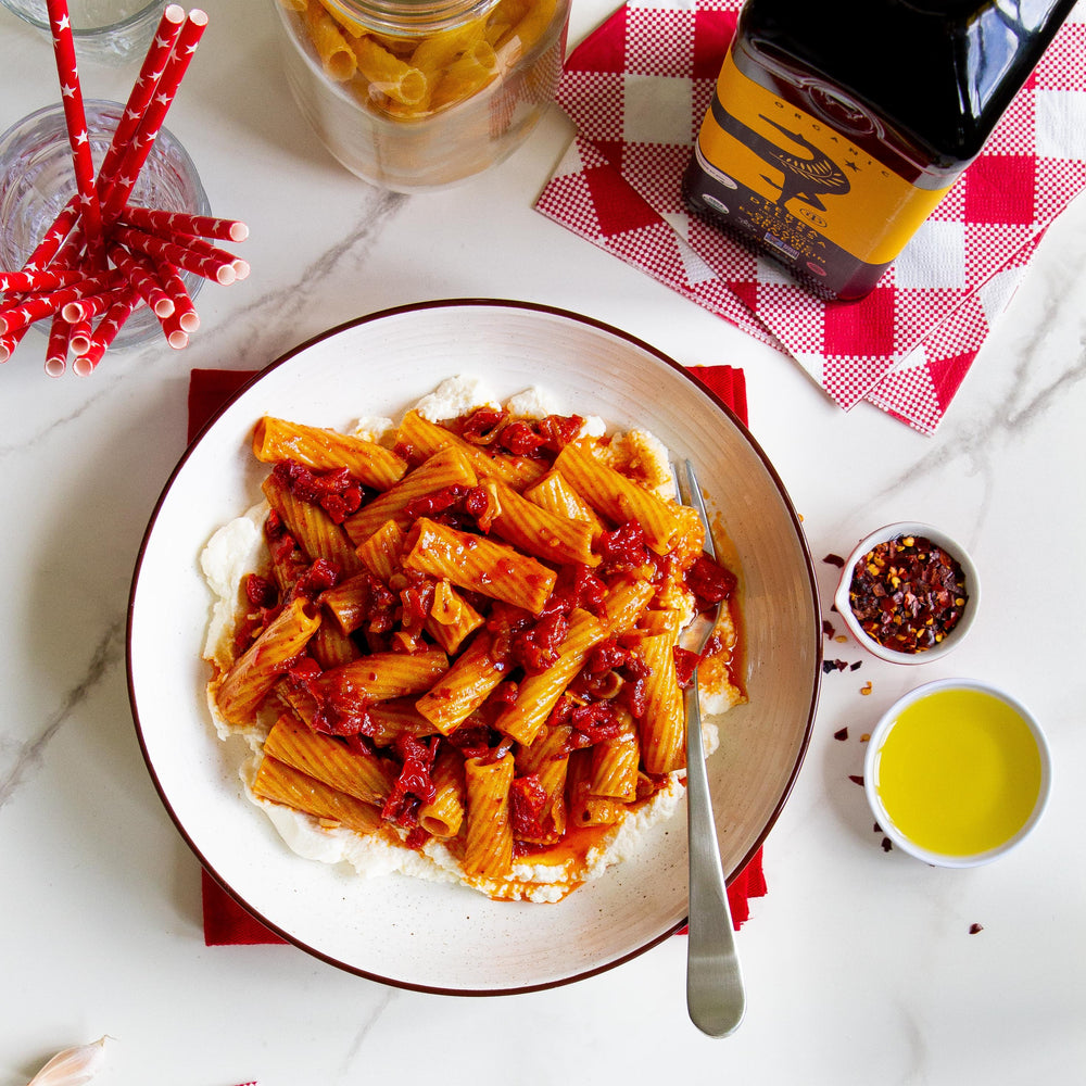 Rigatonis aux tomates séchées